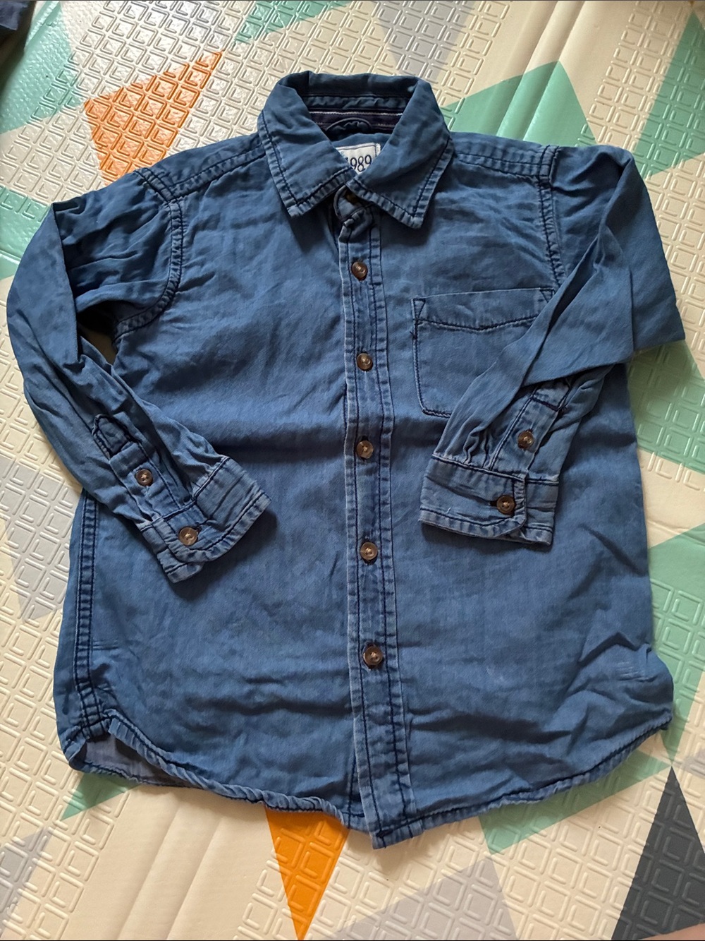 20/25$ 🧸 Blue Long-Sleeve Denim Shirt for Kids